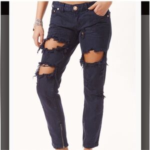 ONE by One Teaspoon trashed free birds Black thrashed Distressed Skinny Jeans